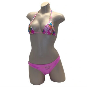 Recco Size Large Brazilian Floral Print Top & Pink Bottom. New With Tags